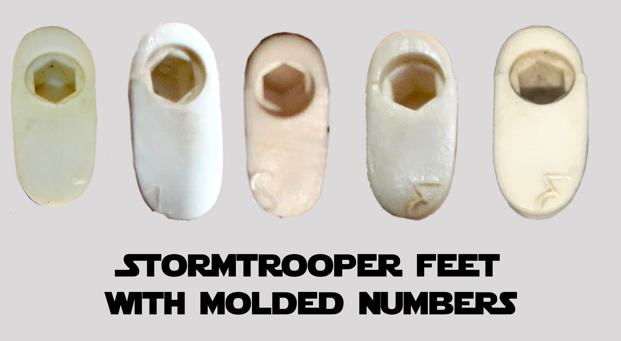 Some early Stormtroopers had numbers molded into the bottom of the feet, though this does not typically impact price.